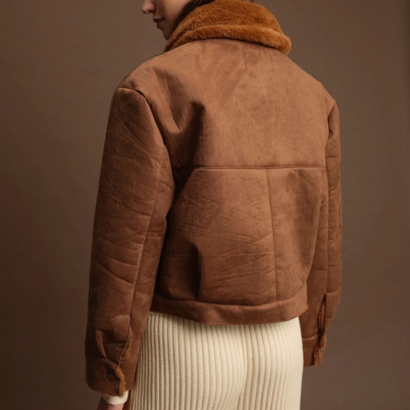 Women's Deluc "Mathew" Faux Suede Jacket In Size Medium In The Almond Color - Picture 2 of 16